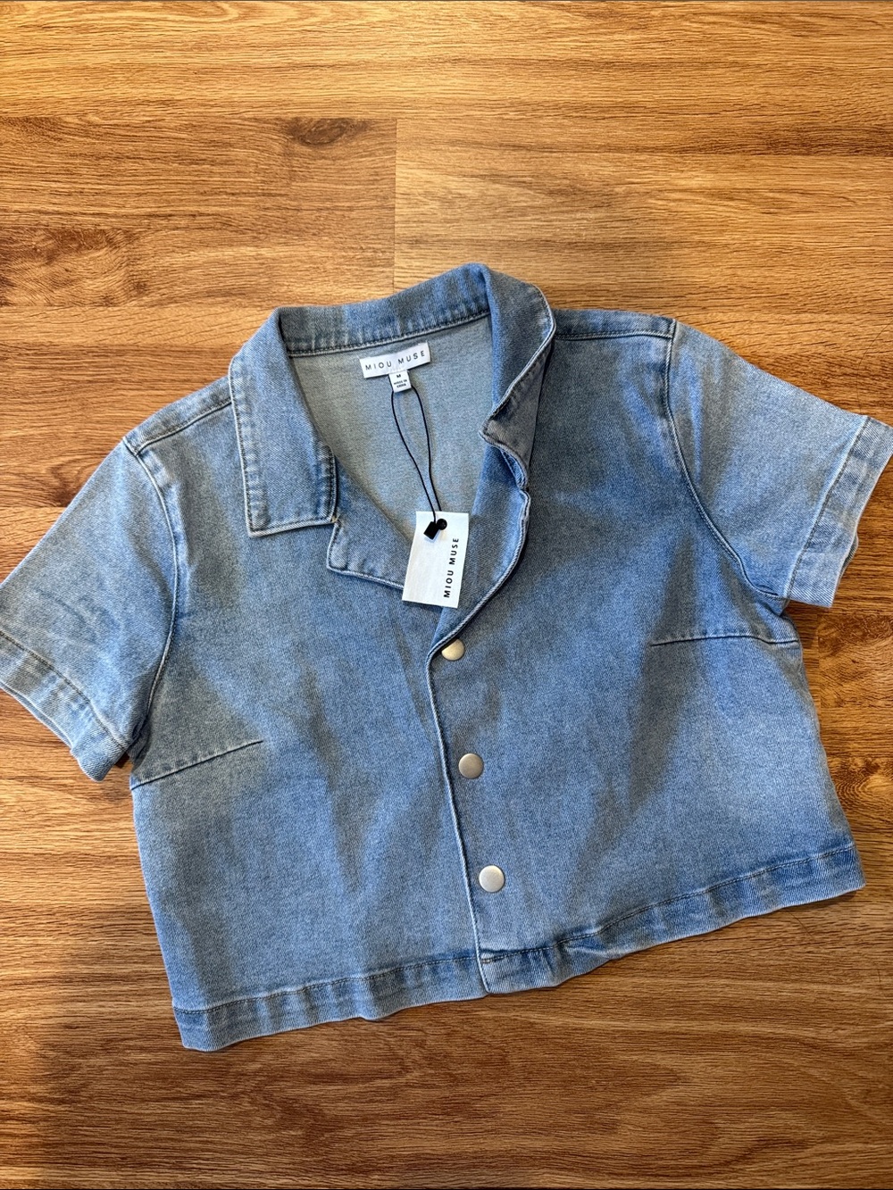 Miou Light Blue Cropped Denim top